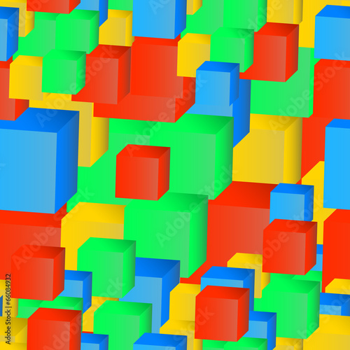 Abstract seamless pattern of colored cubes