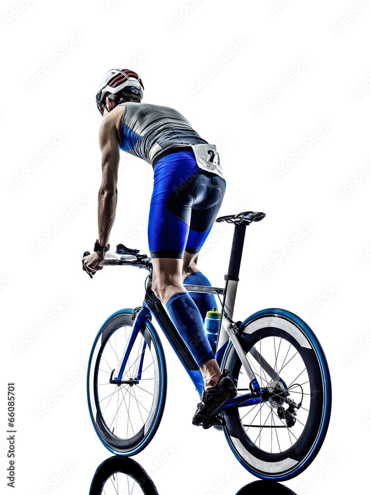 Naklejka premium man triathlon iron man athlete cyclist bicycling
