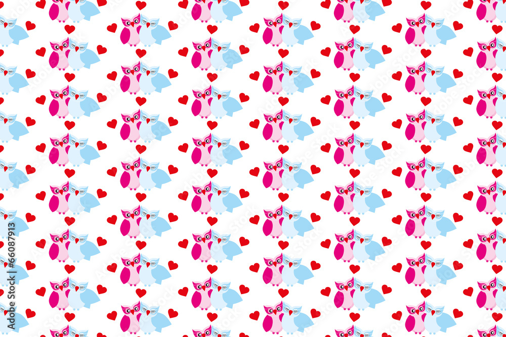 Texture with owls and hearts Texture with owls and hearts