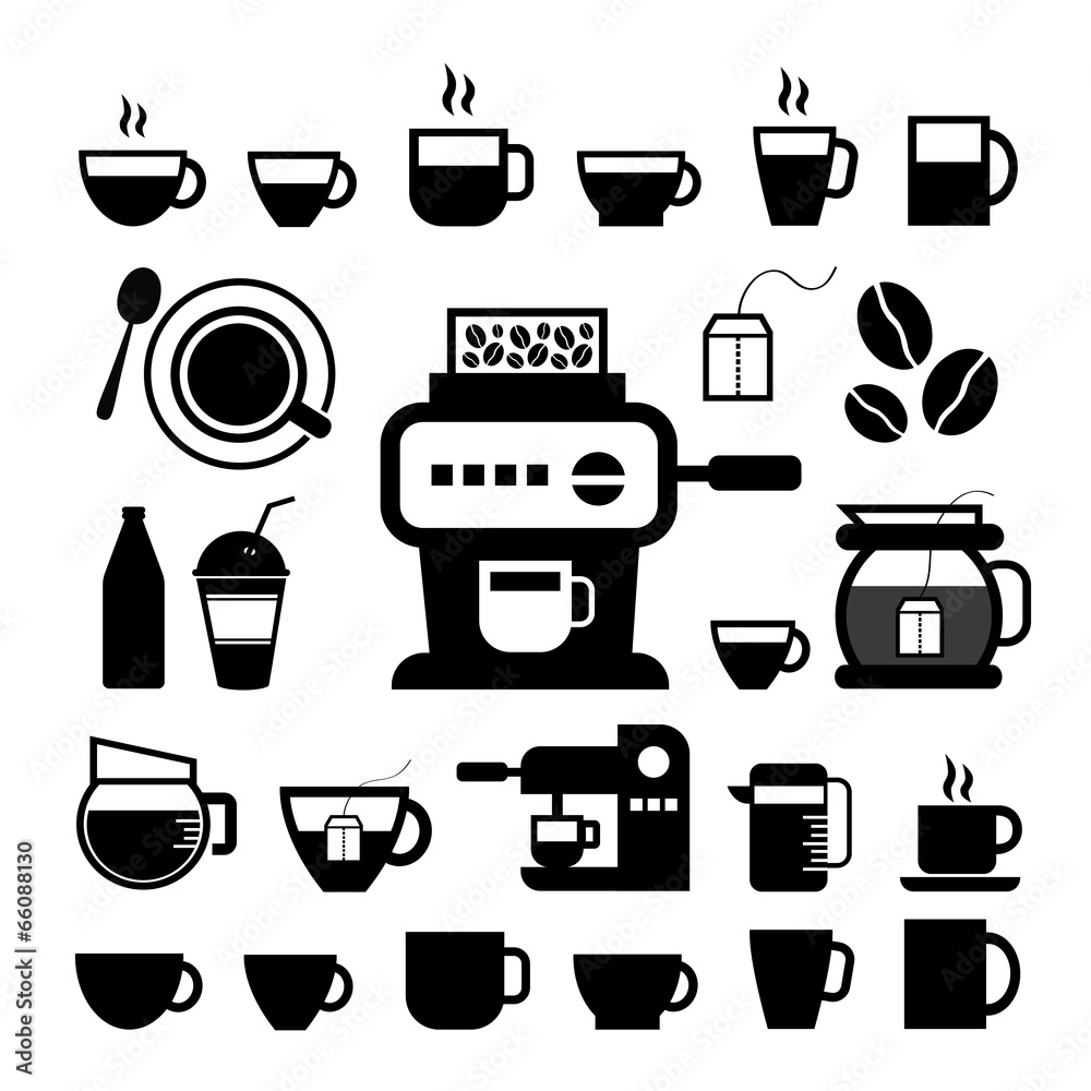 cup and coffee  icon set