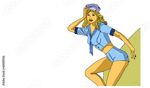 ragazza pinup su sfondo bianco