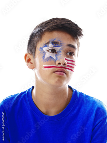 boy with stars and stripes face paint
