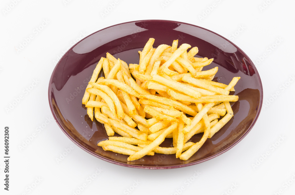 French fries dish isolated white background French fries dish isolated white background