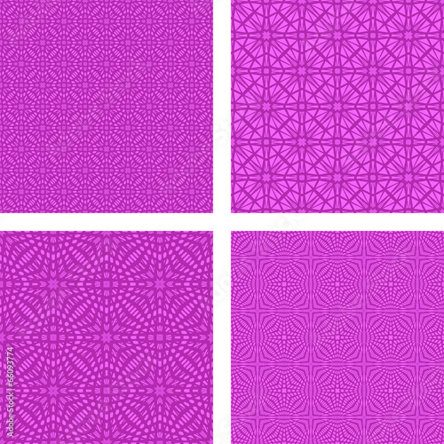Magenta seamless grid pattern background set