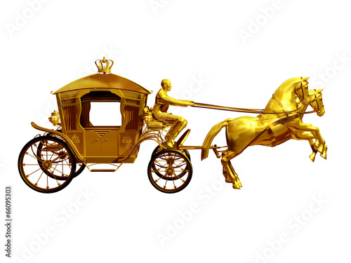 Картината върху платно golden carriage with two horses side view