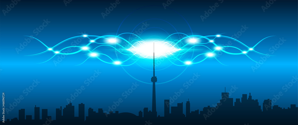 skyline, collegamenti, mondo, internet, energia