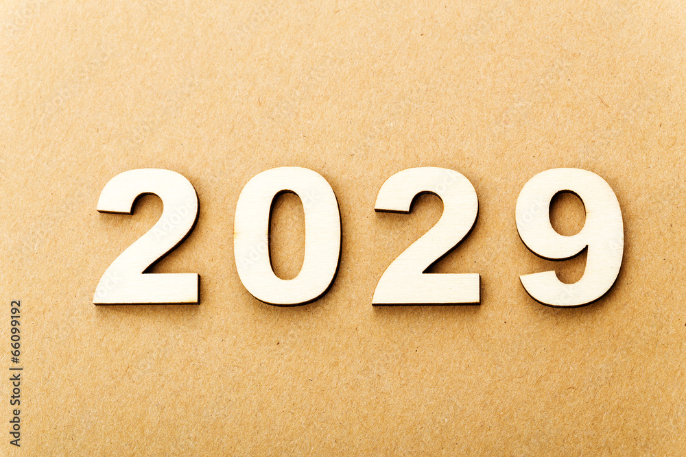 Wooden text for year 2029 Wooden text for year 2029