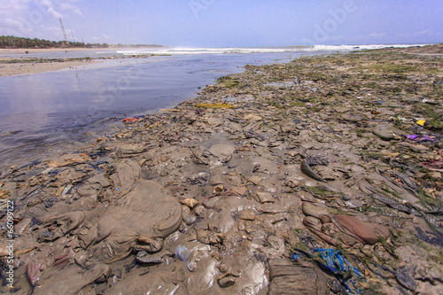 Dirty beach in Teshie, Ghana photo