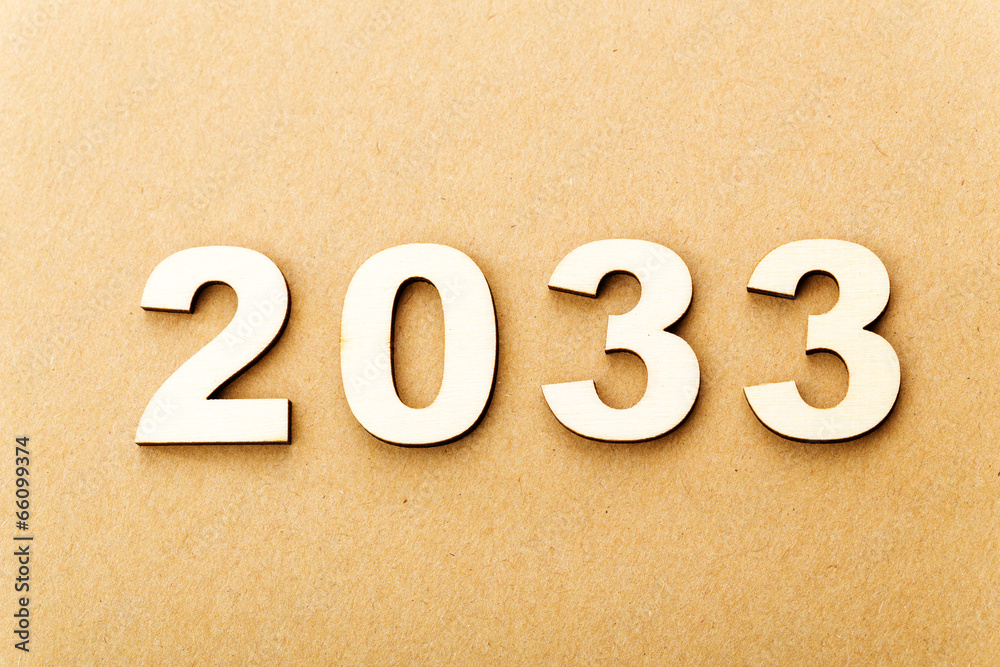 Wooden text for year 2033