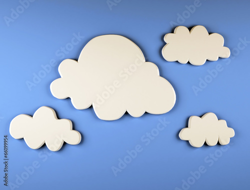 Cartoon clouds on blue background