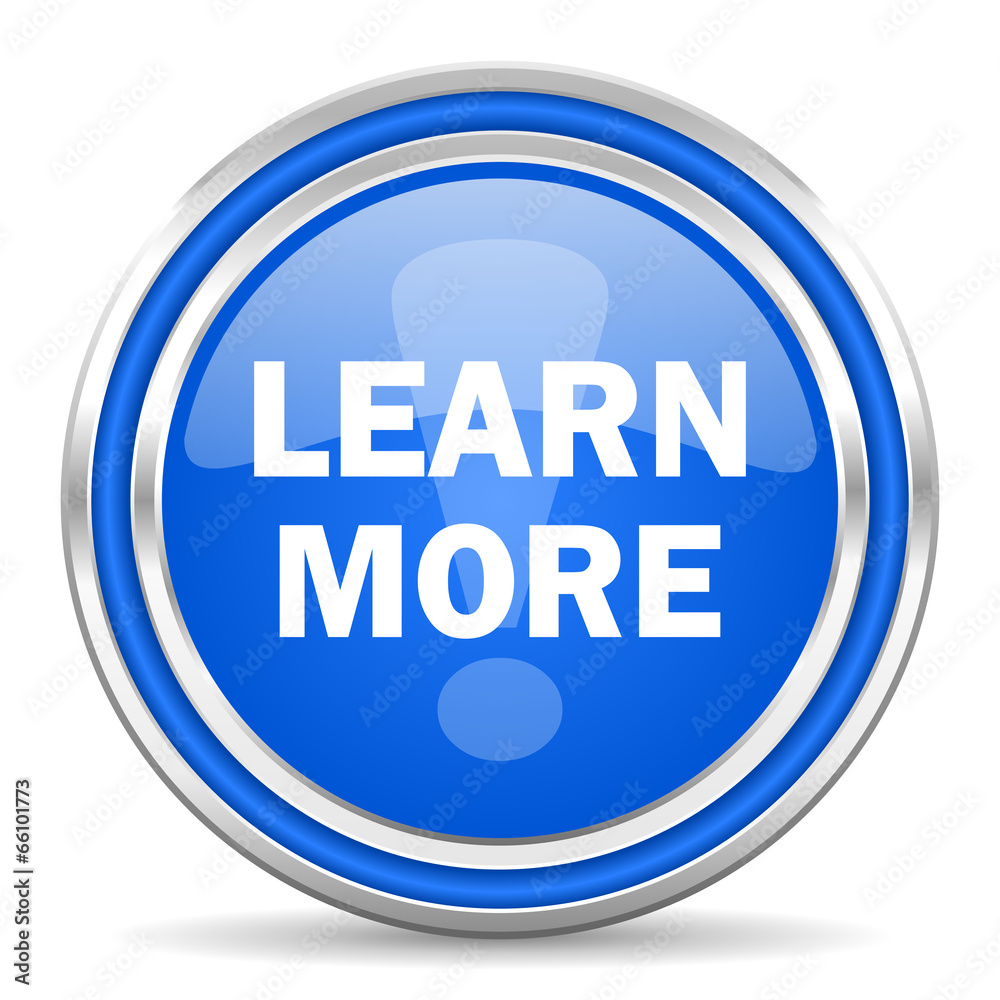 learn more blue glossy web icon