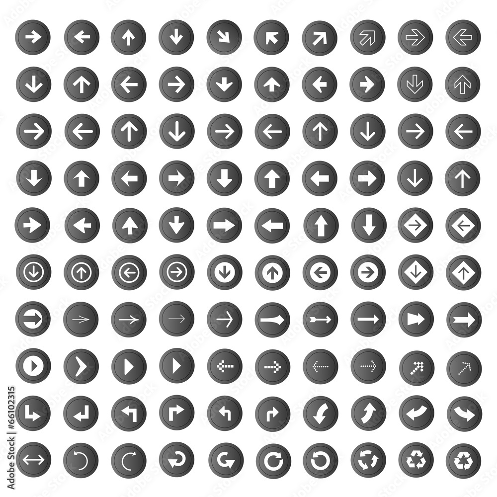 100 arrow sign icon set