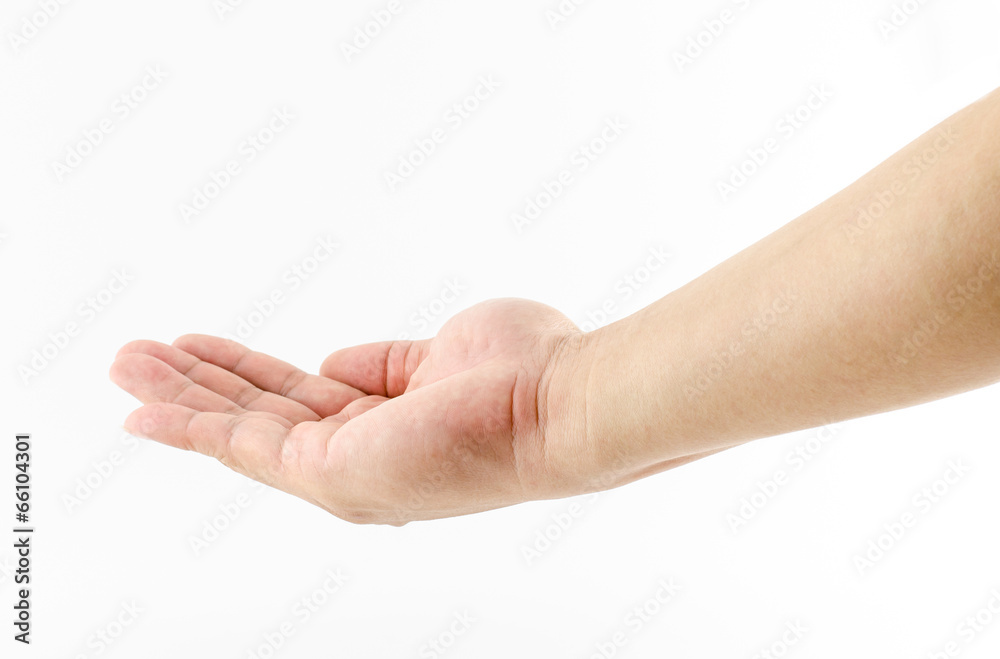 Close up open Hand on white background Close up open Hand on white background