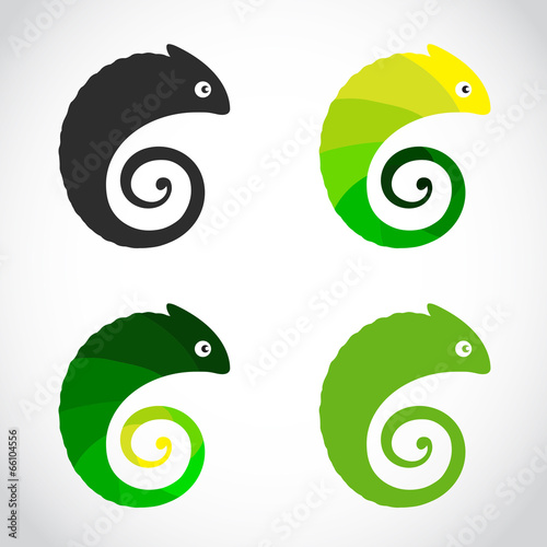 Vector group of chameleon isolated on white background. Animal. Easy editable layered vector illustration.