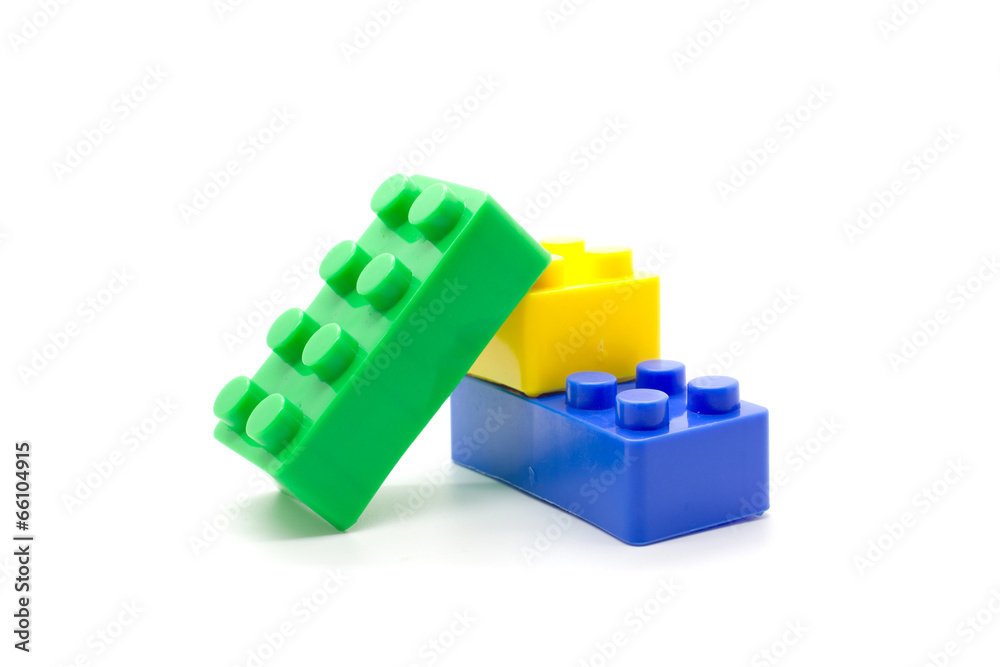 Fototapeta premium blocks Plastic building blocks on white background