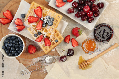 waffles and berries
