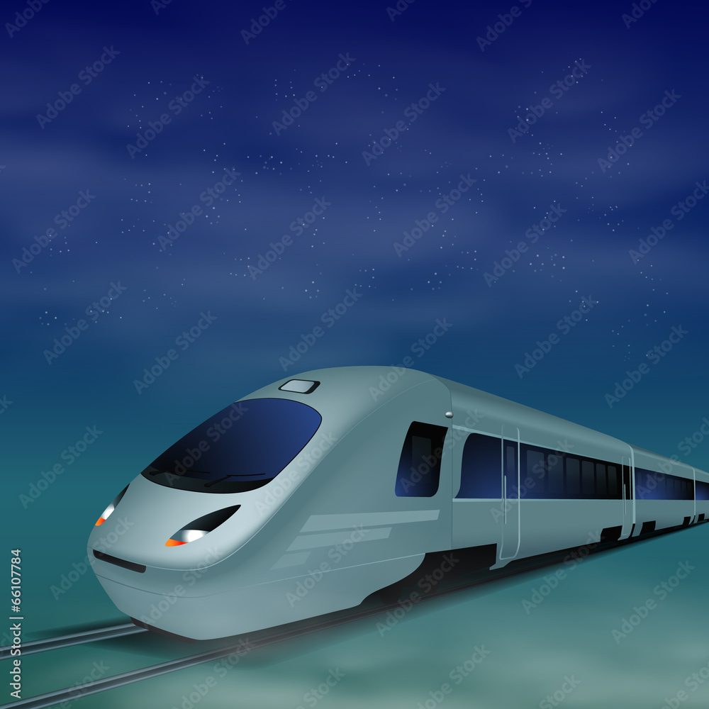 Naklejka premium High-speed train at night.