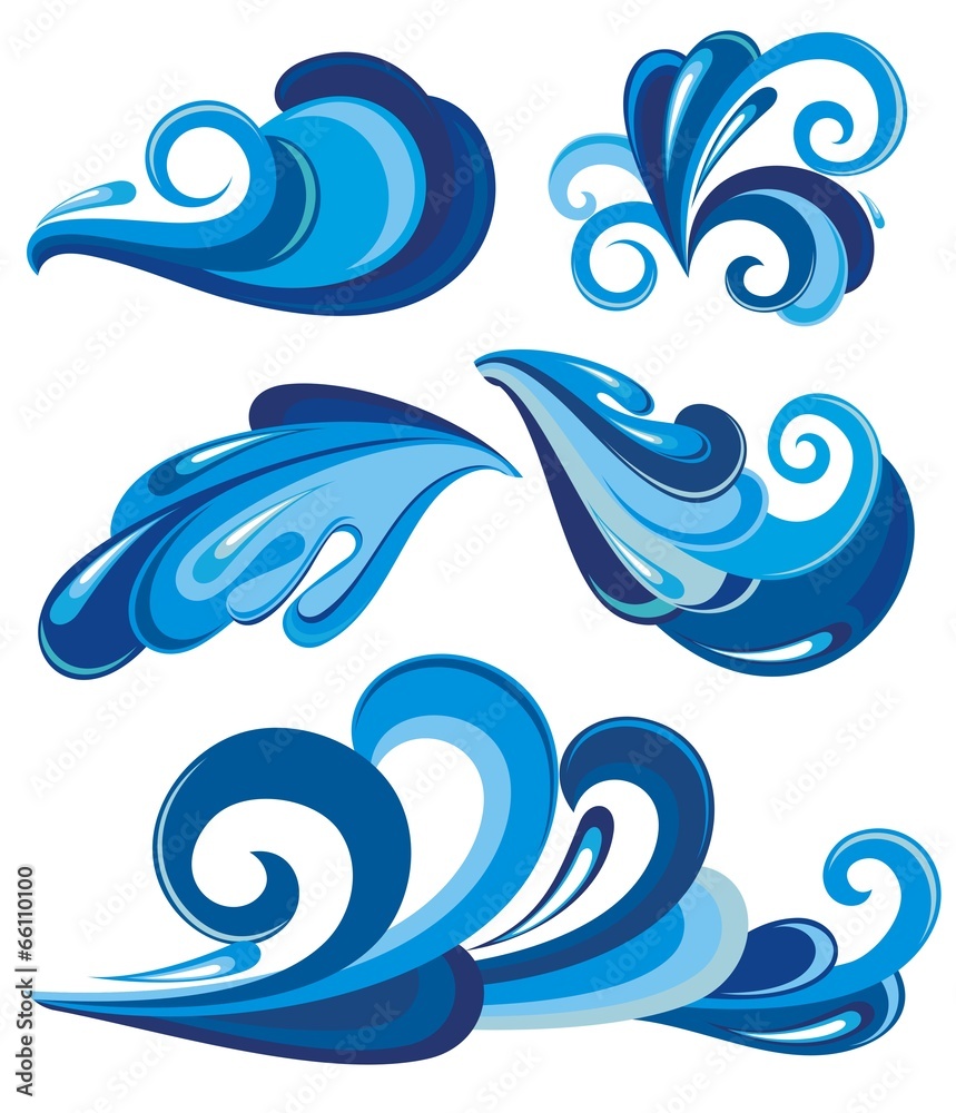 Water splashes and waves Water splashes and waves