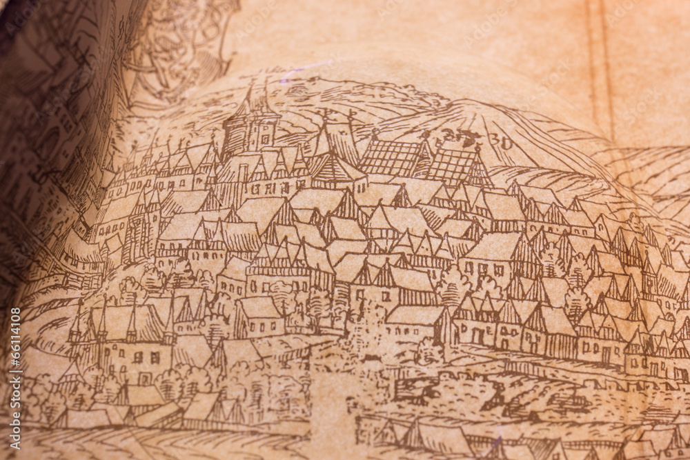Old plan of Kutna Hora, ancient town in the Czech Republic