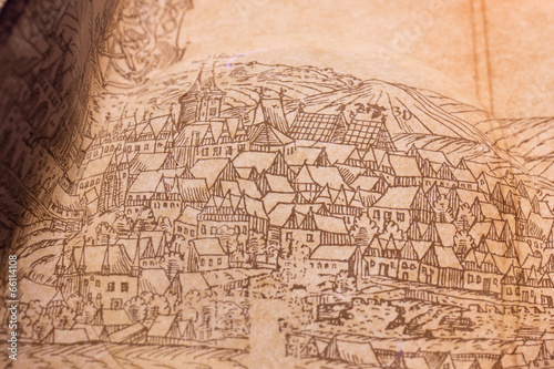 Old plan of Kutna Hora  ancient town in the Czech Republic