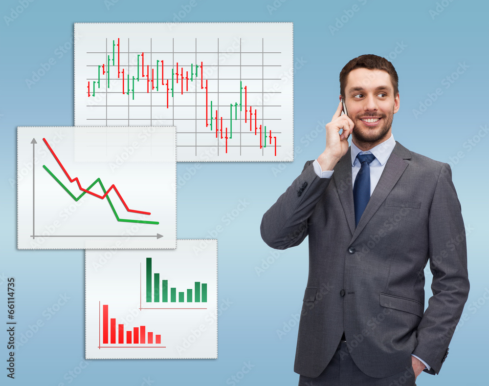 young smiling businessman with smartphone young smiling businessman with smartphone