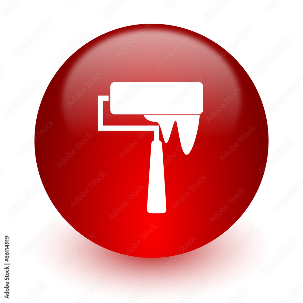 brush red computer icon on white background
