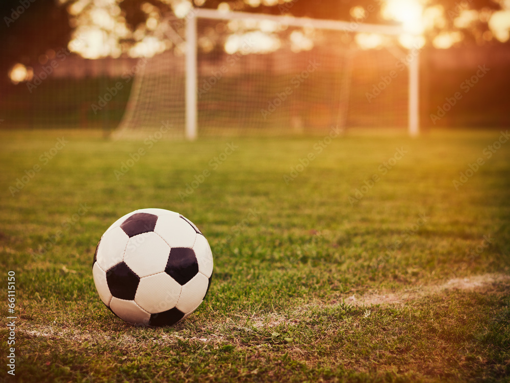 Naklejka premium Soccer sunset