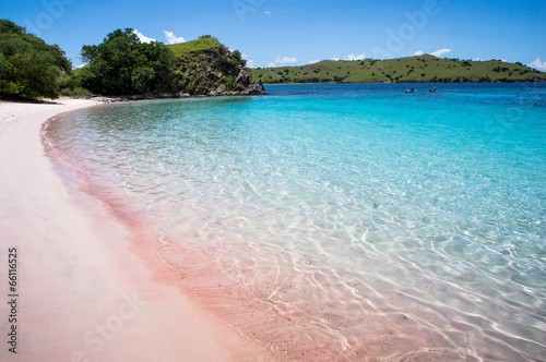 Sunny day on Pink Beach in Komodo National Park photo