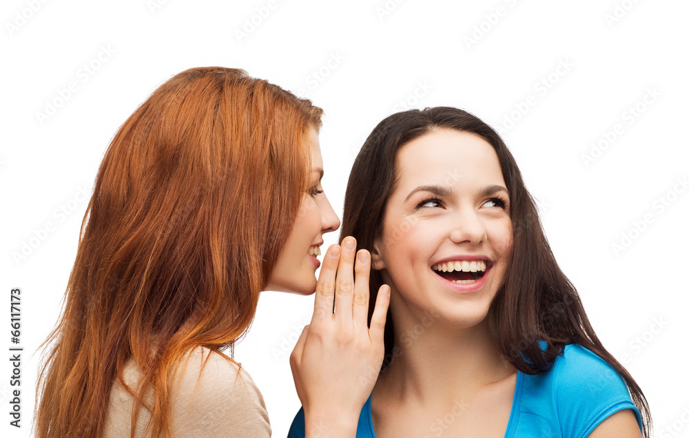 one girl telling another secret one girl telling another secret