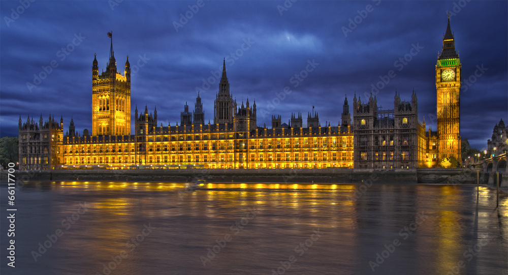British Parliament Buildings at night