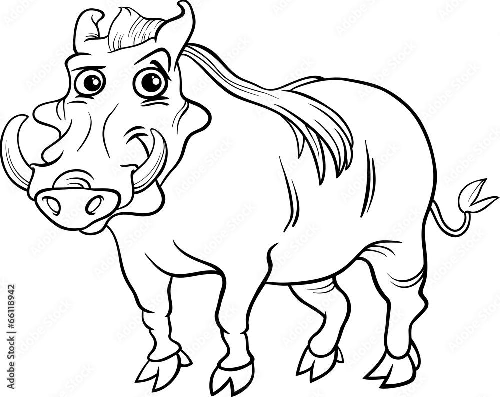 warthog animal cartoon coloring book