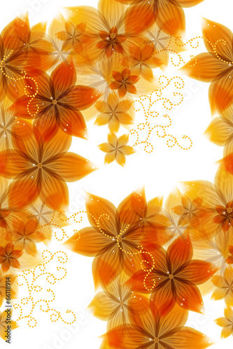 Abstract floral colorful background in orange