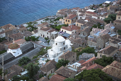 Top view of a traditional fortified town of Monemvasia, Greece. photo