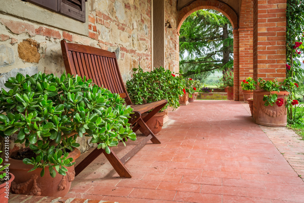 Porch full of flowers in Tuscany