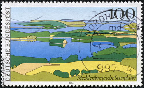 stamp printed in the Germany shows Mecklenburg Lake District