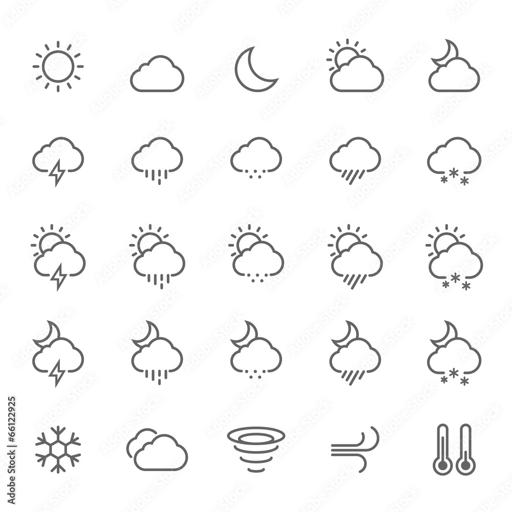 25 Outline Stroke Weather Icons 25 Outline Stroke Weather Icons