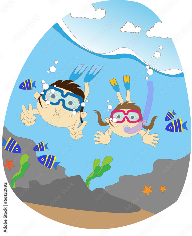 Naklejka premium Illustration of summer