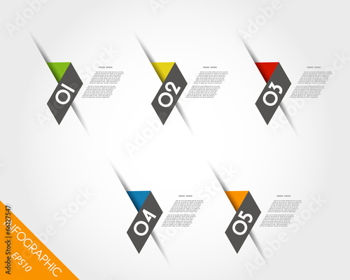 colorful oblique paper stickers with numbers