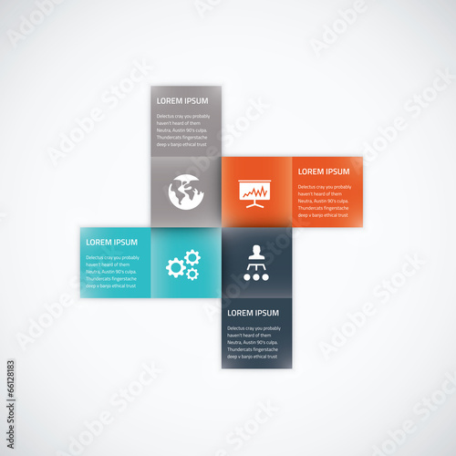 Square box business infographic option vector element flat color