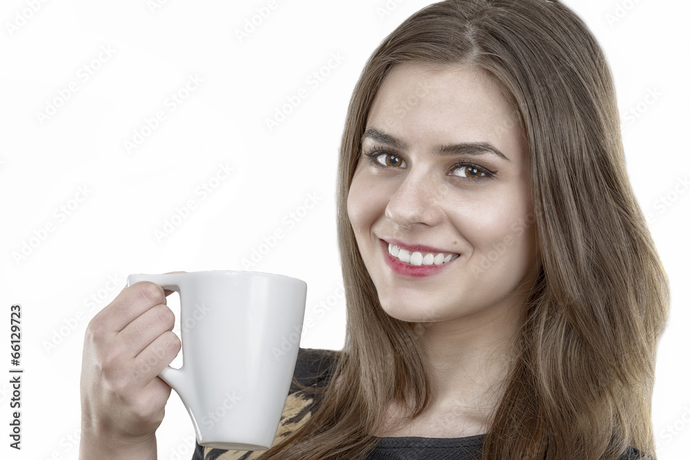 young beautiful woman with a cup of coffee in hand young beautiful woman with a cup of coffee in hand