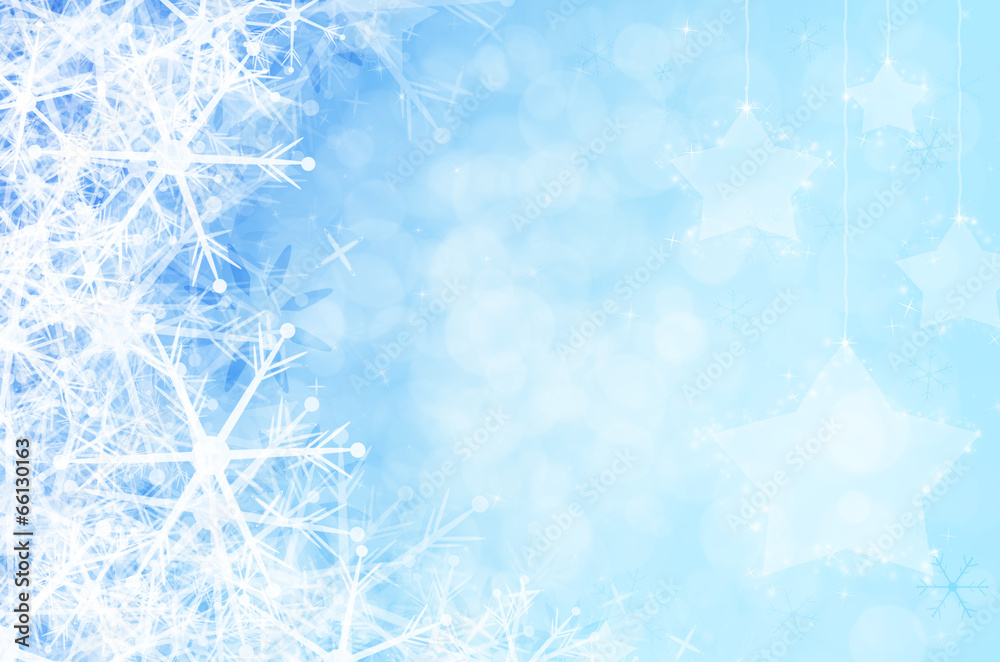 Fototapeta Niebieskie tło Boże Narodzenie z płatka śniegu.