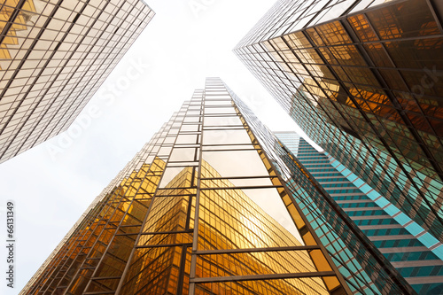 Modern glass silhouettes of skyscrapers in the city