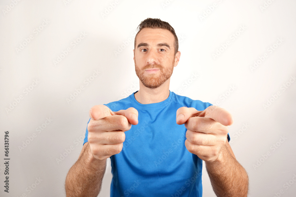 Man pointing at camera Man pointing at camera
