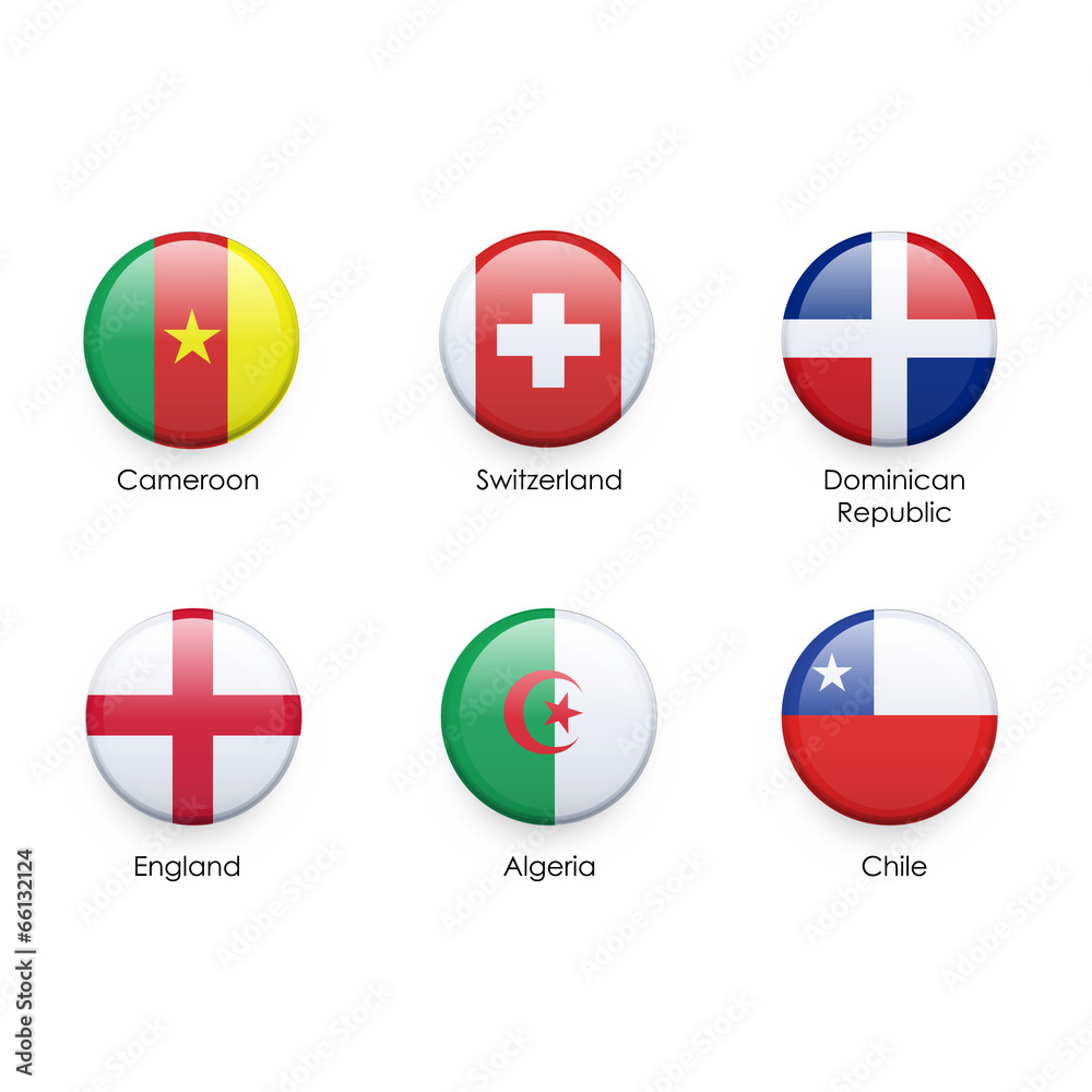 Set of flag button over isolated white background Set of flag button over isolated white background