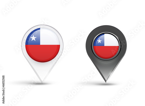 Pointers of Chile flag over white background