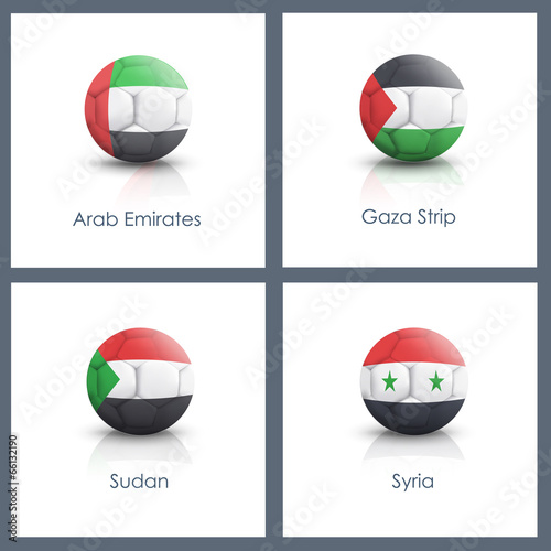 Set of soccer ball over white background