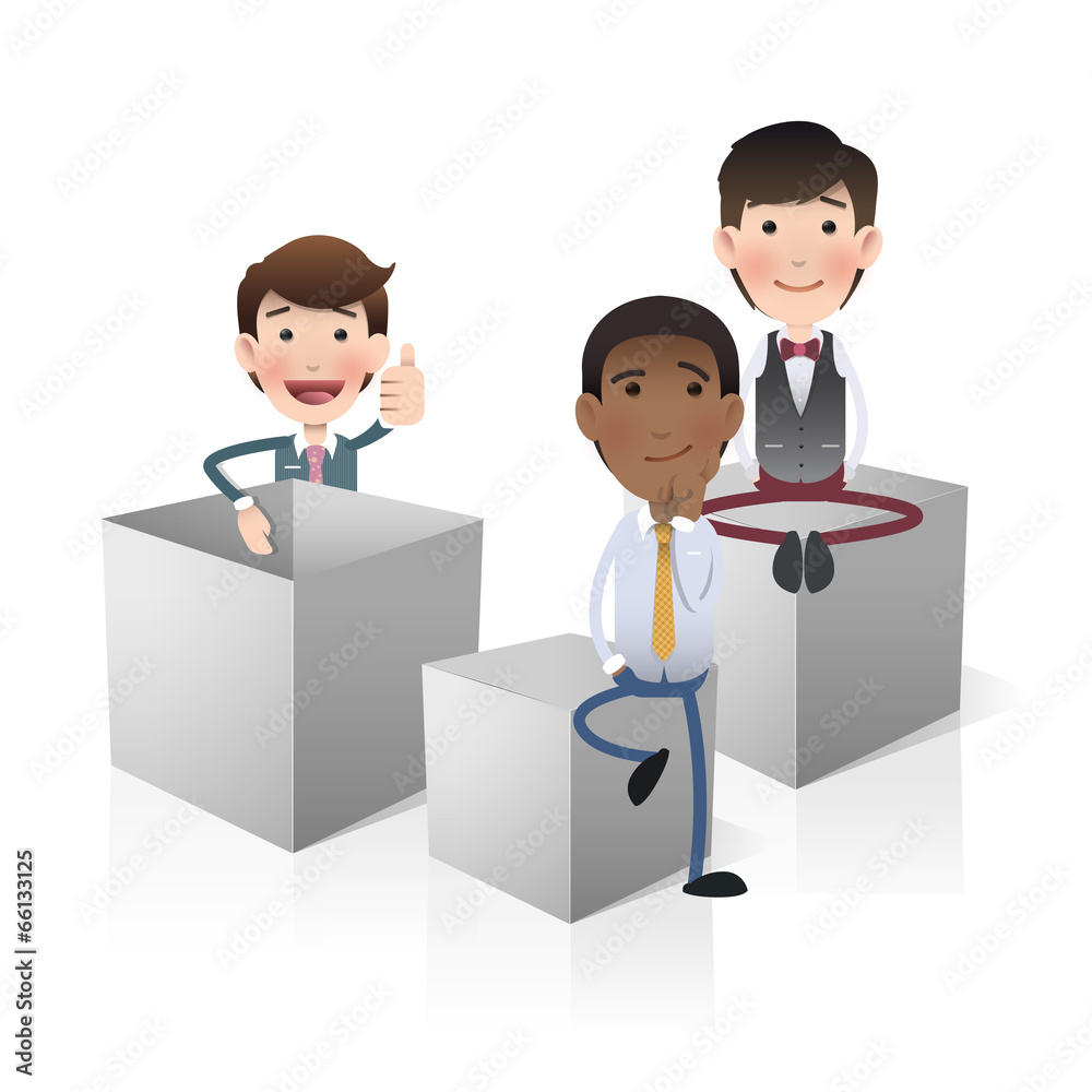 Business people with white boxes. Vector design. Business people with white boxes. Vector design.