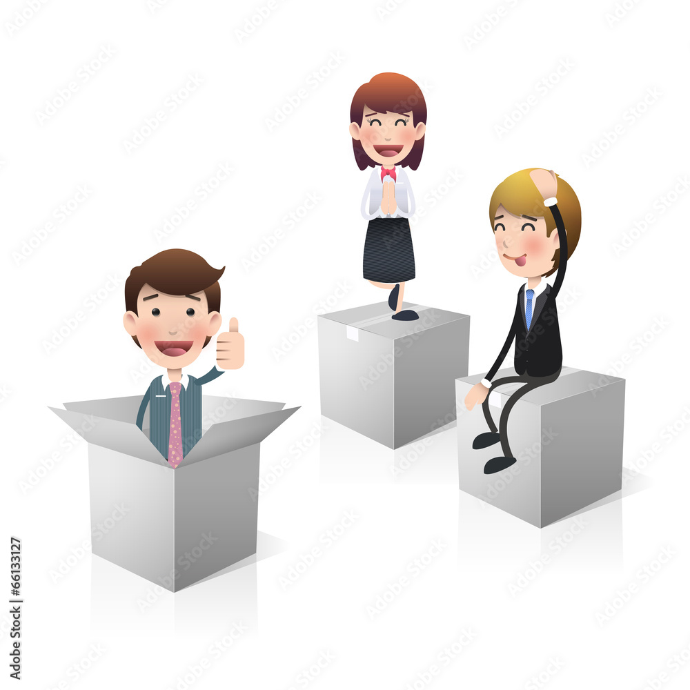 Business people with white boxes. Vector design. Business people with white boxes. Vector design.