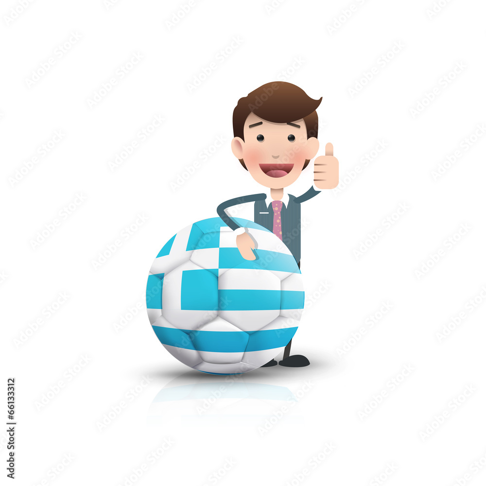 Businessman with soccer ball over white background Businessman with soccer ball over white background