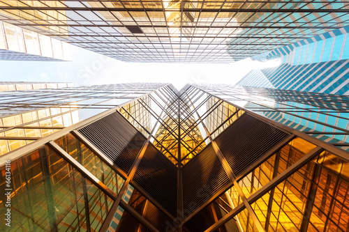 Modern glass silhouettes of skyscrapers in the city